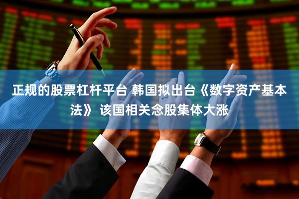 正规的股票杠杆平台 韩国拟出台《数字资产基本法》 该国相关念股集体大涨