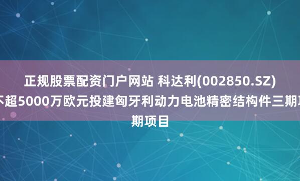 正规股票配资门户网站 科达利(002850.SZ)拟不超5000万欧元投建匈牙利动力电池精密结构件三期项目