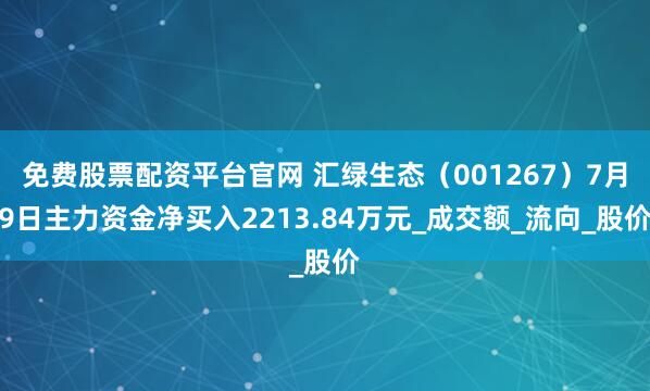 免费股票配资平台官网 汇绿生态（001267）7月9日主力资金净买入2213.84万元_成交额_流向_股价