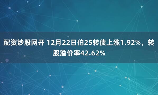 配资炒股网开 12月22日伯25转债上涨1.92%，转股溢价率42.62%
